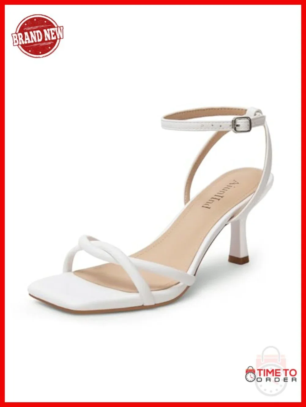 Women's Kitten Low Heel Sandals Strappy Square Open Toe 2.5 inch Ankle Strap
